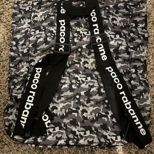 Paco Rabanne Black and Gray Camouflage Backpack